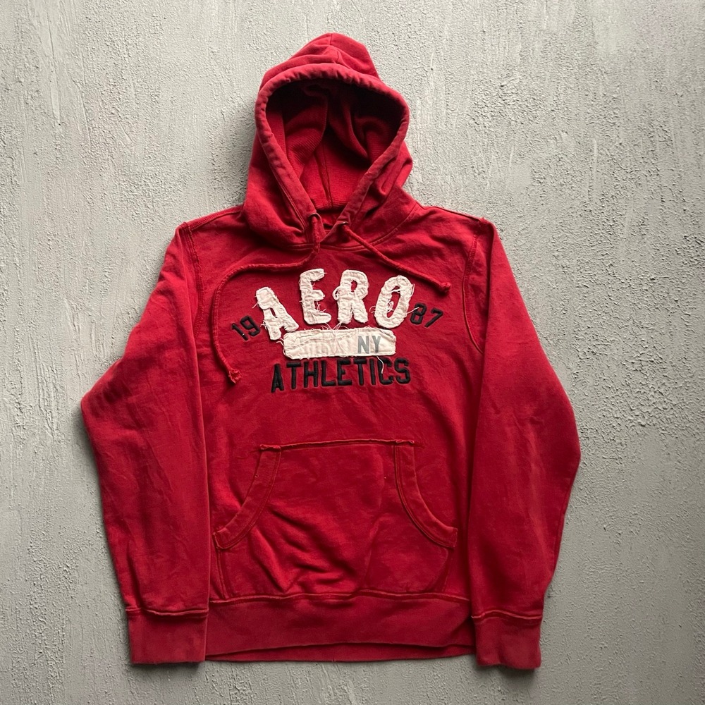 Vintage Aero Athletics Pullover Hoodie Mens Large Red 2000s Aeropostale